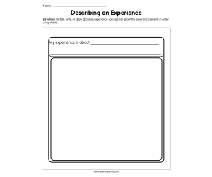 Describing An Experience Worksheet