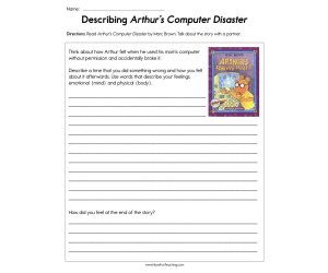 Describing Arthur's Computer Disaster Worksheet