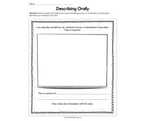 Describing Orally Worksheet
