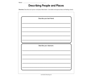 Describing People and Places Worksheet