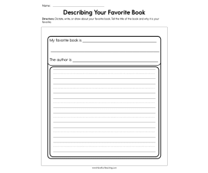 Describing Your Favorite Book Worksheet