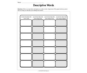 Descriptive Words Worksheet