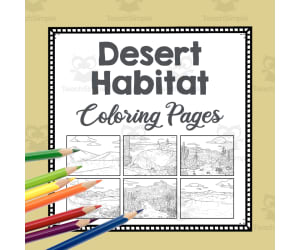 Desert Habitat Coloring Pages | Line Art Templates | Biome Art Project