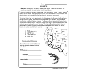 Desert Map Worksheet