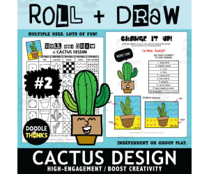 Design a Cactus Art Dice Game | Roll and Draw Art Activity Set 2