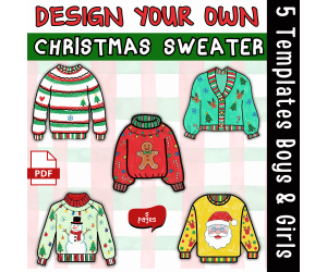 Design Your Own Ugly Christmas TemplateS Holiday ART Activities Decemb