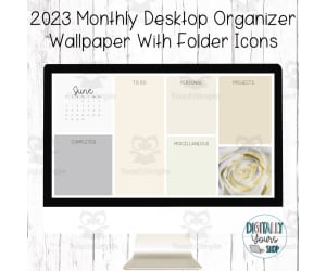 Desktop Organizer Wallpaper Monthly 2023 With Folder Icons