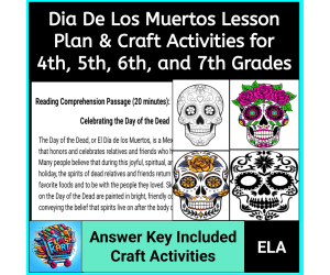 Día de los Muertos Reading Comprehension Passage and Craft for 4th-7th