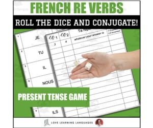 Dice Game - Regular French -RE Verbs - Present and Passé Composé Tenses