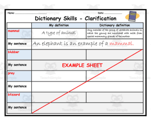 Dictionary Skills Printable