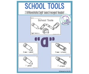 Differentiated Emergent Readers: School Tools Printable Booklet
