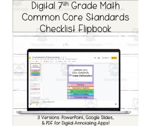 Digital 7th Grade Math Common Core State Standards Checklist Flipbook
