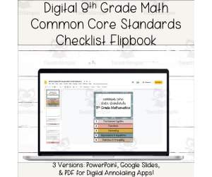 Digital 8th Grade Math Common Core State Standards Checklist Flipbook - Boho Version