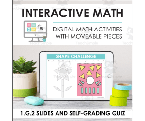 Digital Math for 1.G.2 - Reason with Shapes (Slides + Self-Grading Quiz)