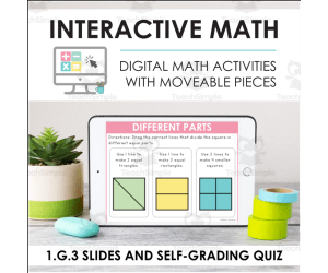Digital Math for 1.G.3 - Reason with Shapes (Slides + Self-Grading Quiz)