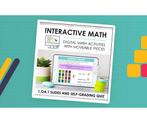 Digital Math for 1.OA.1 - Solve Addition and Subtraction Problems (Slides + Self-Grading Quiz)