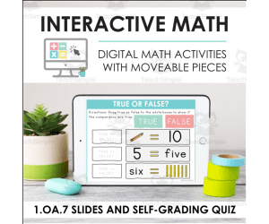 Digital Math for 1.OA.7 - Addition and Subtraction Equations (Slides + Self-Grading Quiz)