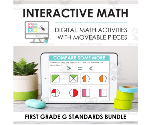 Digital Math for 1st Grade Geometry Standards - (BUNDLE of Slides + Self-Grading Quiz)