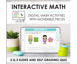 Digital Math for 2.G.3 - Shapes and Their Attributes (Slides + Self-Grading Quiz)