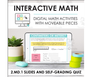 Digital Math for 2.MD.1 - Measure and Estimate Lengths (Slides + Self-Grading Quiz)