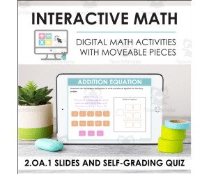 Digital Math for 2.OA.1 - Addition and Subtraction Within 100 (Slides + Self-Grading Quiz)