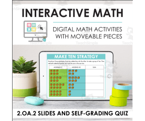 Digital Math for 2.OA.2 - Addition and Subtraction Within 20 (Slides + Self-Grading Quiz)