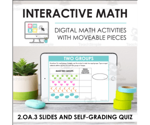 Digital Math for 2.OA.3 - Foundations for Multiplication (Slides + Self-Grading Quiz)