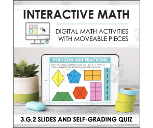 Digital Math for 3.G.2 - Reason With Shapes and Their Attributes (Slides + Self-Grading Quiz)