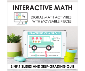 Digital Math for 3.NF.1 - Fractions as Numbers (Slides + Self-Grading Quiz)