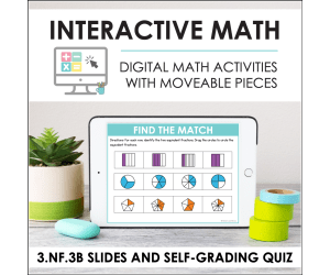 Digital Math for 3.NF.3B - Simple Equivalent Fractions (Slides + Self-Grading Quiz)