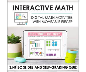 Digital Math for 3.NF.3C - Whole Numbers as Fractions (Slides + Self-Grading Quiz)