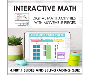 Digital Math for 4.NBT.1 - Place Value and Multi-Digit Whole Numbers (Slides + Self-Grading Quiz)