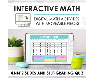 Digital Math for 4.NBT.2 - Place Value and Multi-Digit Whole Numbers (Slides + Self-Grading Quiz)