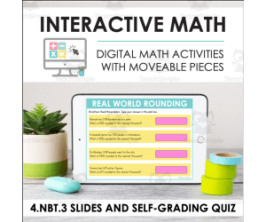 Digital Math for 4.NBT.3 - Place Value and Multi-Digit Whole Numbers (Slides + Self-Grading Quiz)