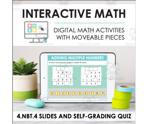 Digital Math for 4.NBT.4 - Multi-Digit Arithmetic (Slides + Self-Grading Quiz)