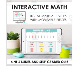 Digital Math for 4.NF.6 - Decimal Notation & Compare Decimal Fractions (Slides + Self-Grading Quiz)