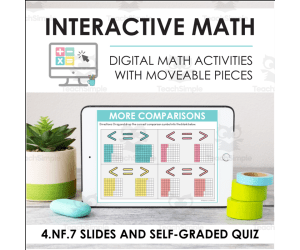 Digital Math for 4.NF.7 - Decimal Notation & Compare Decimal Fractions (Slides + Self-Grading Quiz)