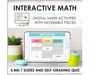 Digital Math for 5.MD.1 - Convert Like Measurement Units (Slides + Self-Grading Quiz)
