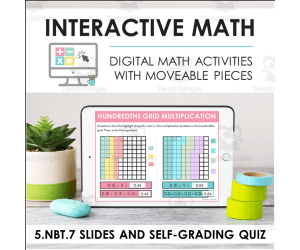 Digital Math for 5.NBT.7 - Add, Subtract, Multiply, and Divide Decimals (Slides + Self-Grading Quiz)