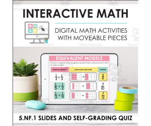 Digital Math for 5.NF.1 - Add and Subtract Fractions (Slides + Self-Grading Quiz)