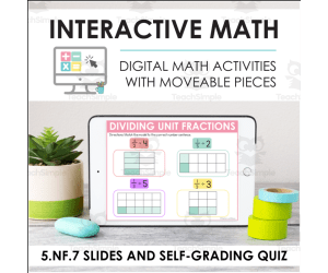 Digital Math for 5.NF.7 - Apply Understandings of Multiplication and Division (Slides + Self-Grading Quiz)
