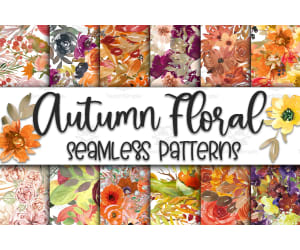 Digital Paper: Autumn Floral Seamless