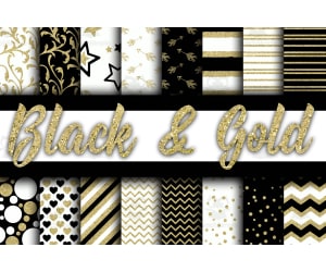 Digital Paper: Black and Gold Glitter