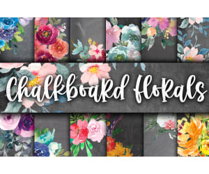 Digital Paper: Chalkboard Florals