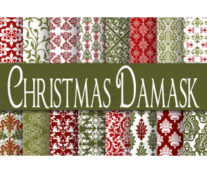 Digital Paper: Christmas Damask Letter Size
