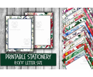 Digital Paper: Christmas Floral Letter Size