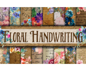 Digital Paper: Floral Handwriting