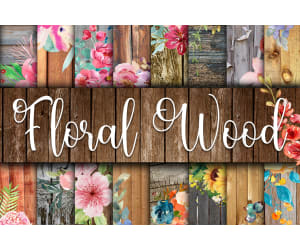 Digital Paper: Floral Wood