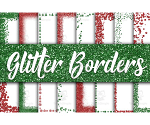 Digital Paper: Glitter Confetti Borders