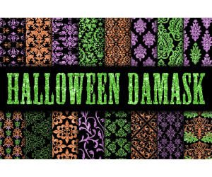 Digital Paper: Halloween Glitter Damask